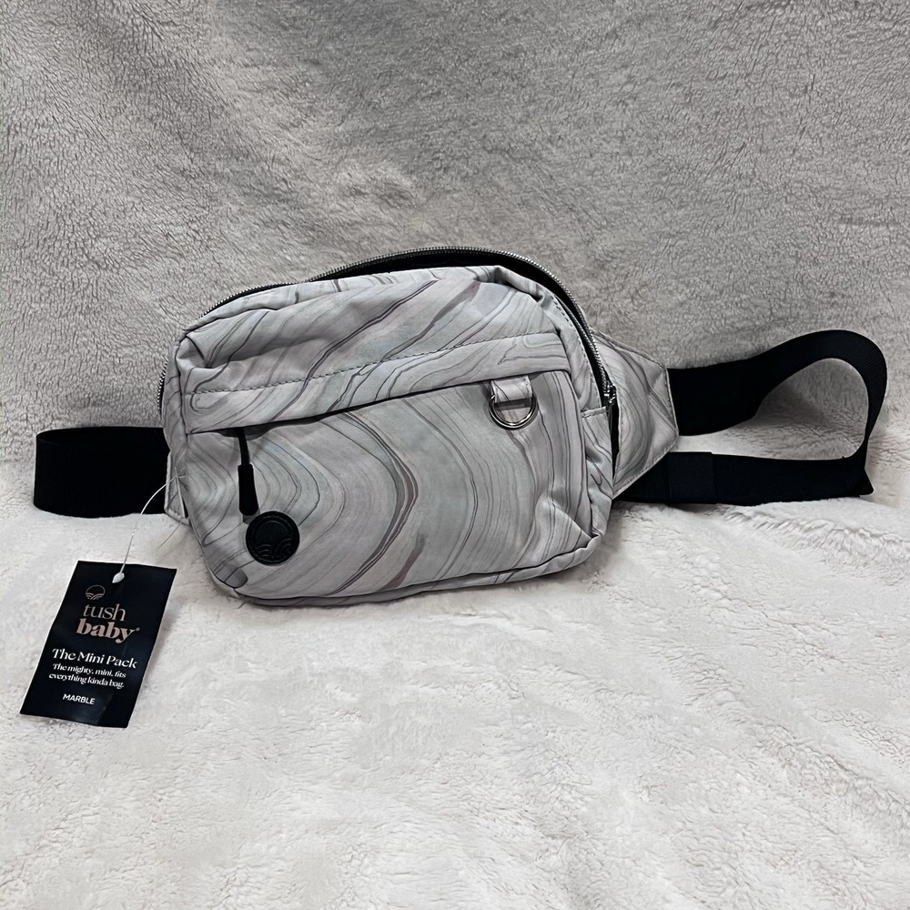 NWT Tushbaby The Mini Pack Marble Color Belt Bag‎ Fanny Pack Blue/Brown/Gray